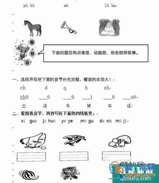 小學(xué)一年級(jí)語文上冊(cè)拼音專項(xiàng)練習(xí)題共八頁？