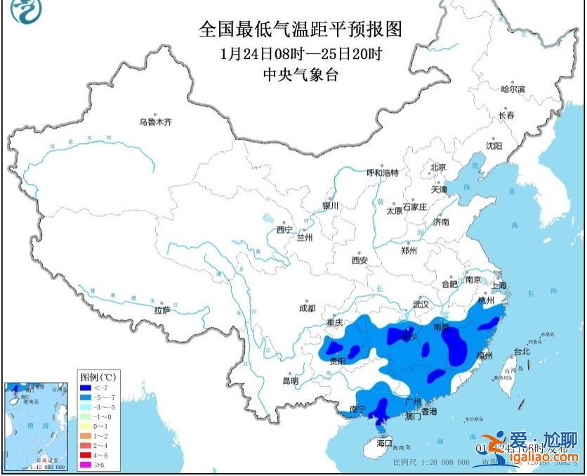 近兩日最低溫0℃線位于廣西北部、廣東北部一帶？