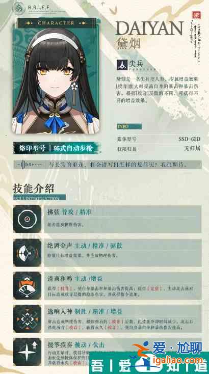 少女前線2黛煙技能  少女前線2黛煙技能一覽？
