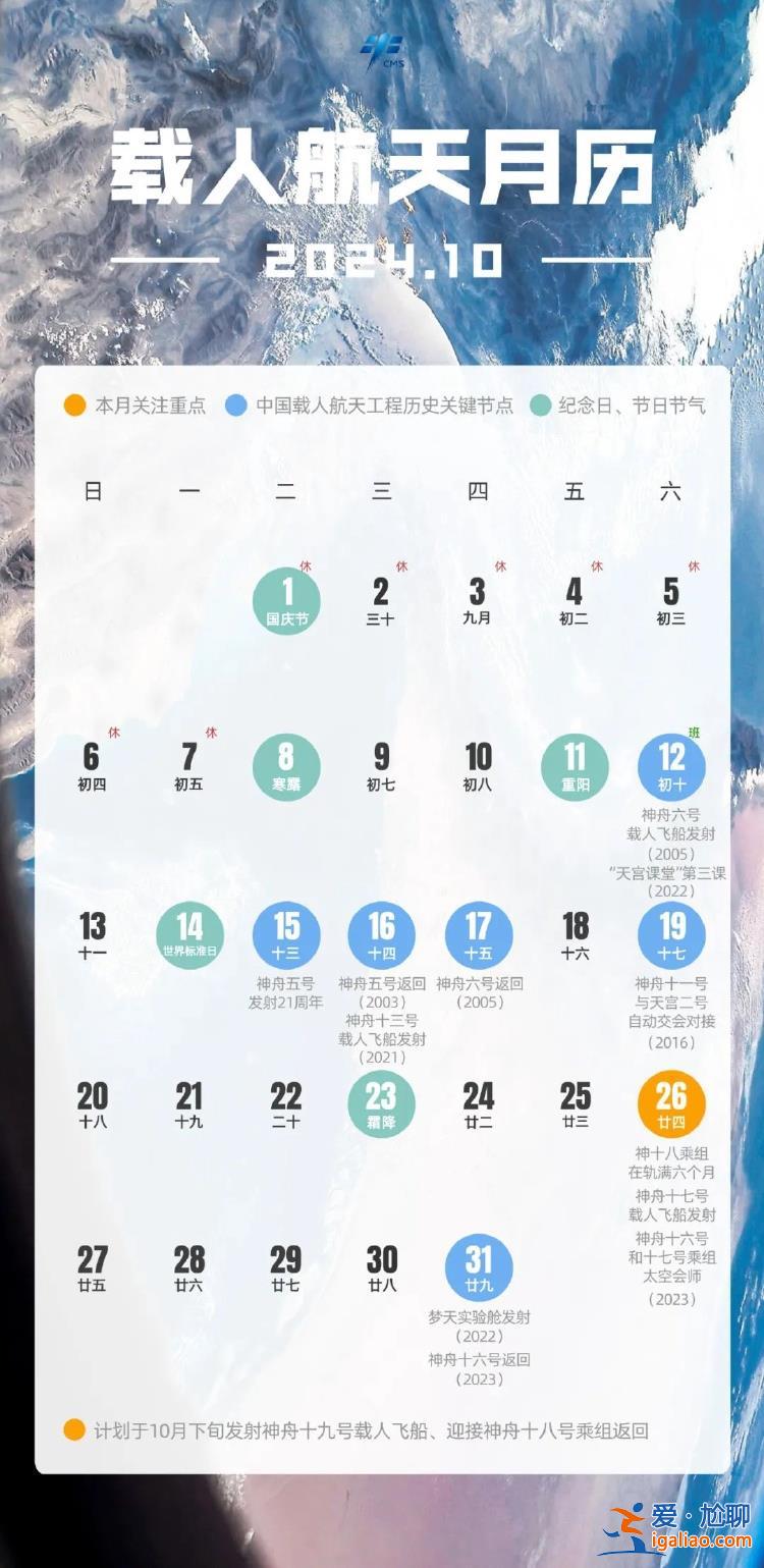 我國計劃于10月下旬發射神舟十九號飛船？