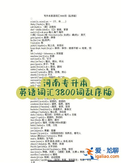 河南專升本詞匯，河南中考英語(yǔ)高頻詞匯？
