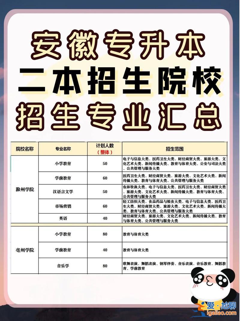 安徽專升本大學(安徽的專升本院校有哪些)？