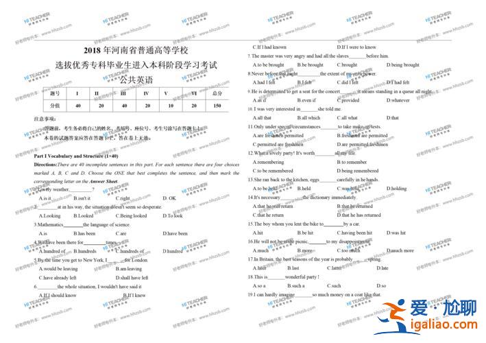 河南省專升本英語真題(專升本英語題目的樣式是怎樣的有何分享)？